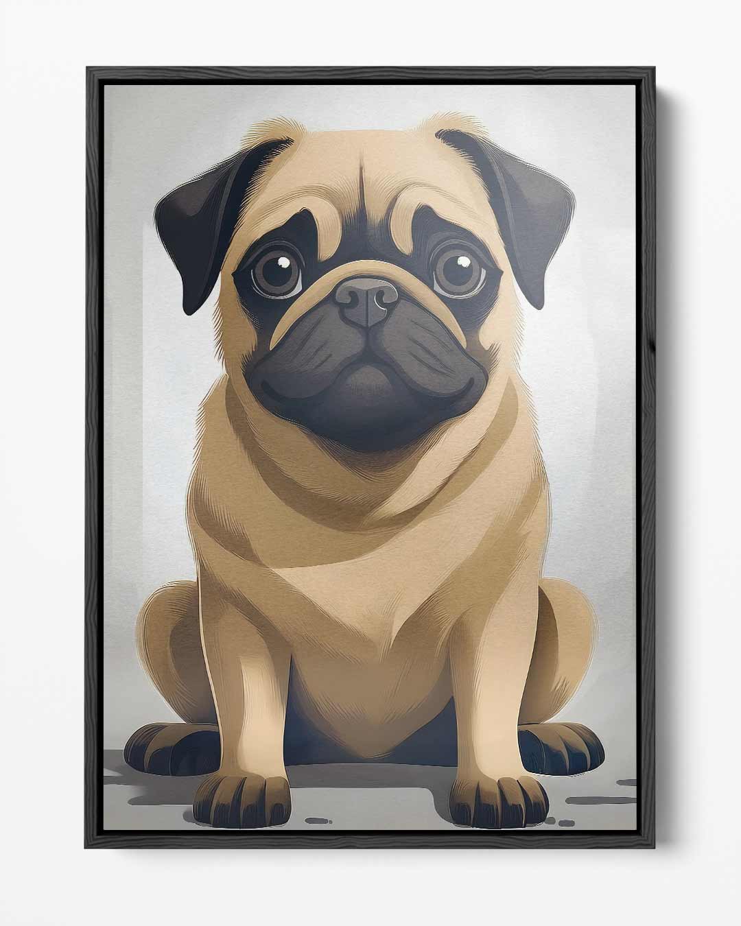 Schattige Mopshond Illustratie Kunstwerk-canvas-dibond-plexiglas-wanddecoratie-WallArtistic