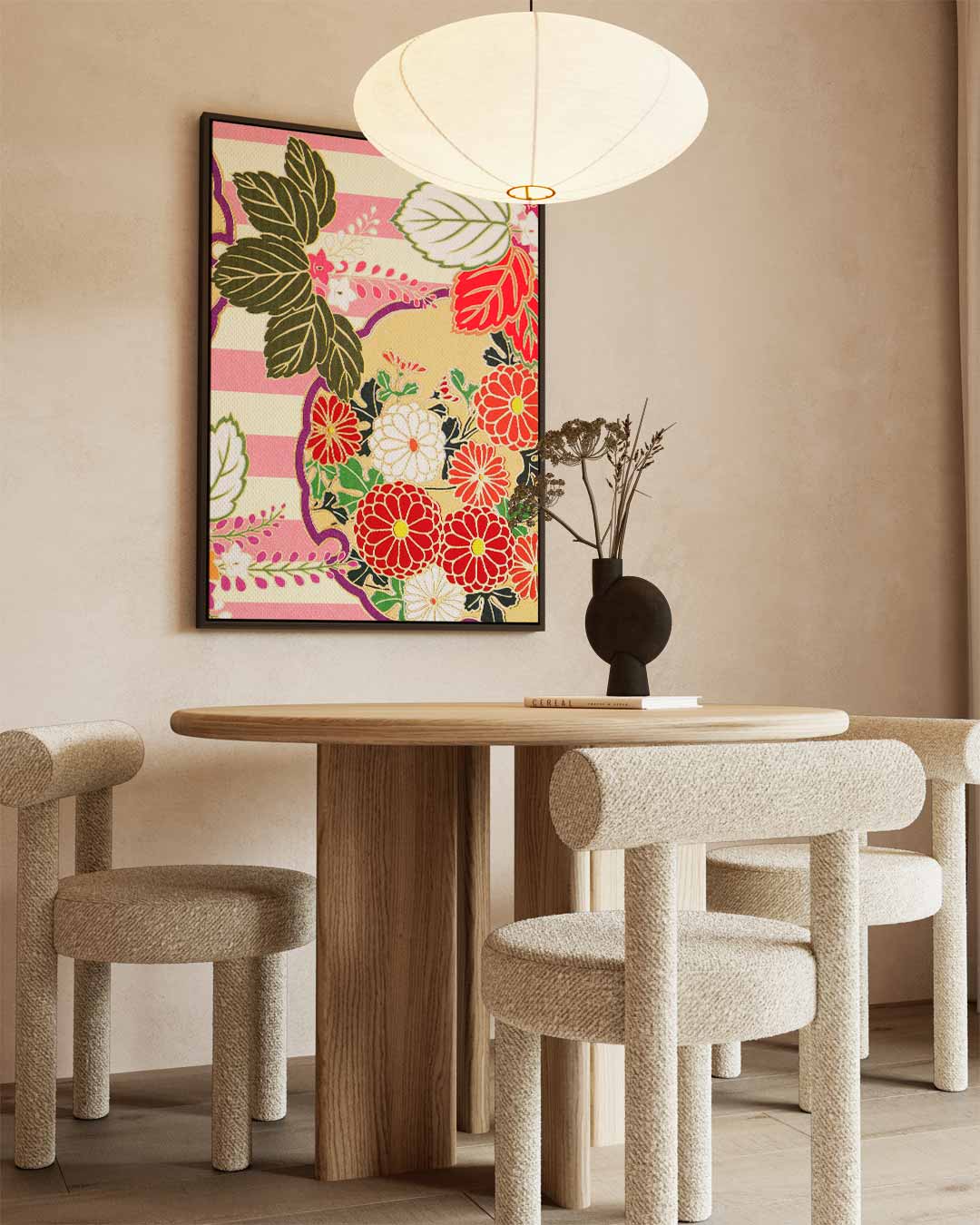 Bloemenpracht op Streepjes Kunstwerk-canvas-dibond-plexiglas-wanddecoratie-WallArtistic