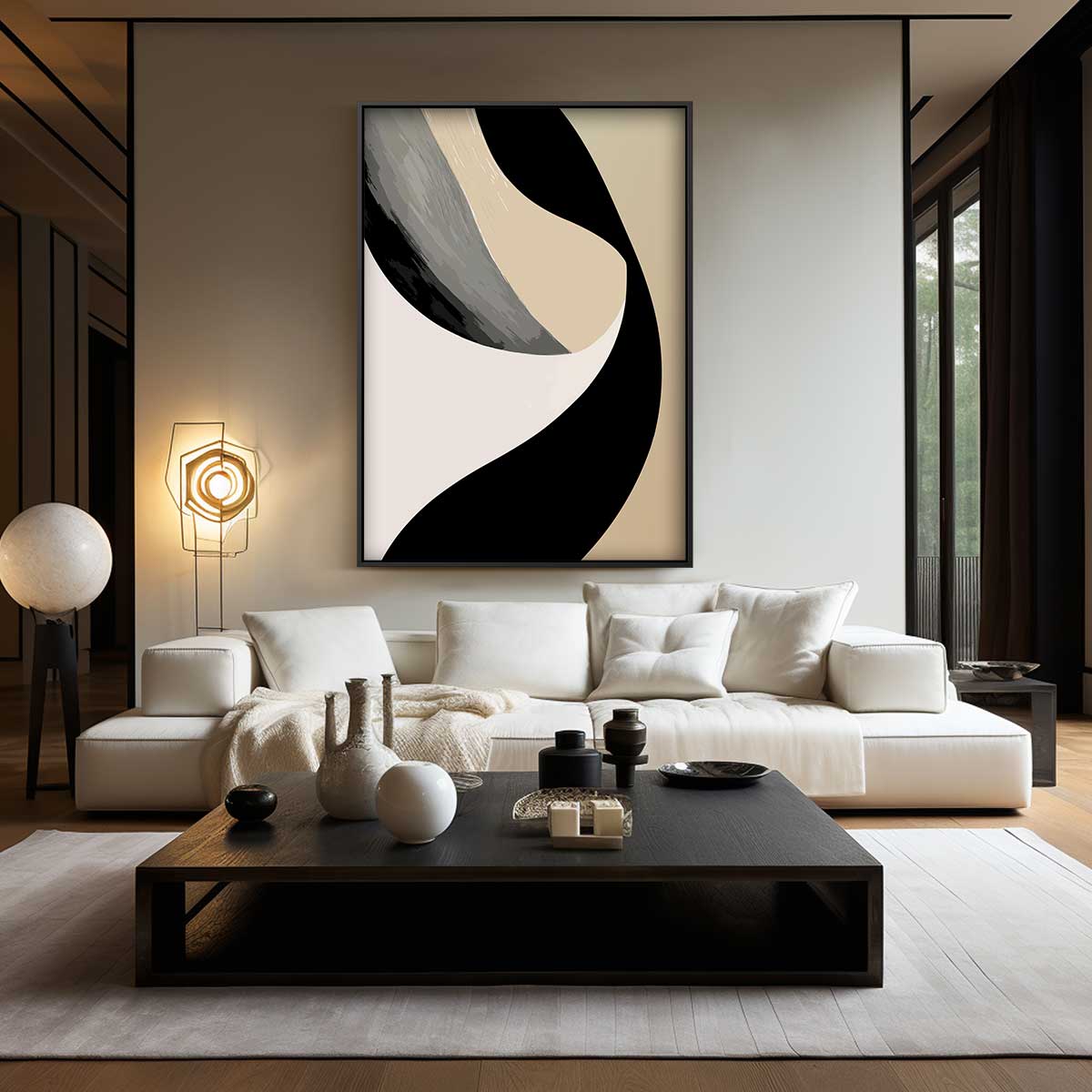 Elegante Abstracte Golf Kunstwerk-canvas-dibond-plexiglas-wanddecoratie-WallArtistic