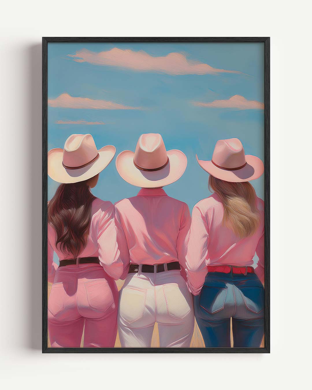 Drie Cowgirls Onder Blauwe Hemel Poster