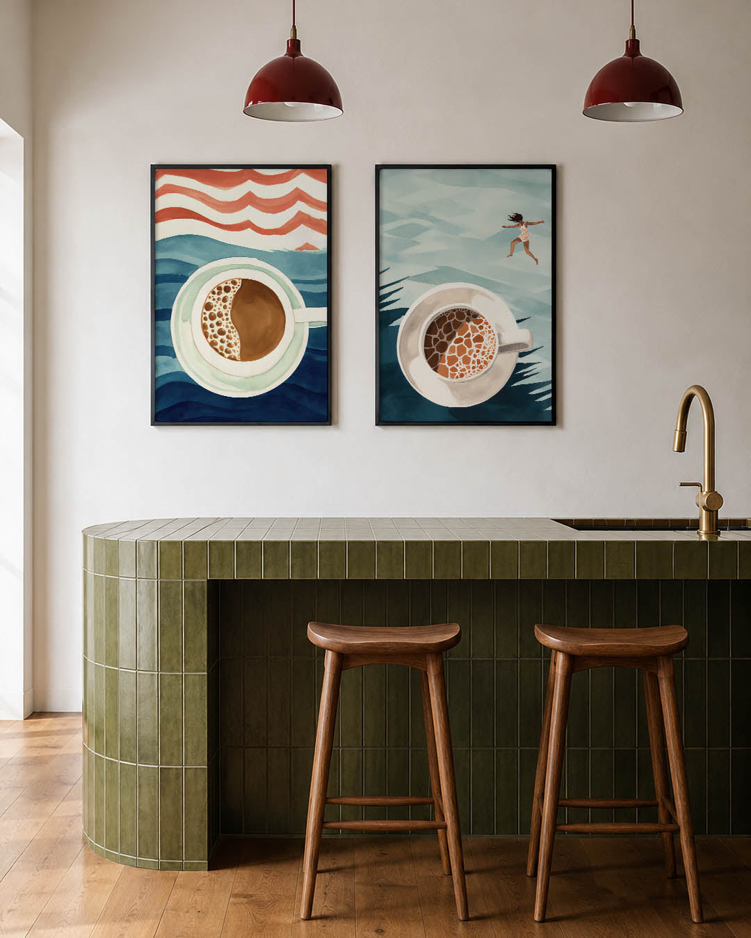 Golvend koffiemoment Posterset