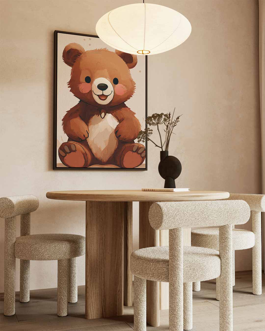 Schattige Beertje Illustratie Kunstwerk-canvas-dibond-plexiglas-wanddecoratie-WallArtistic
