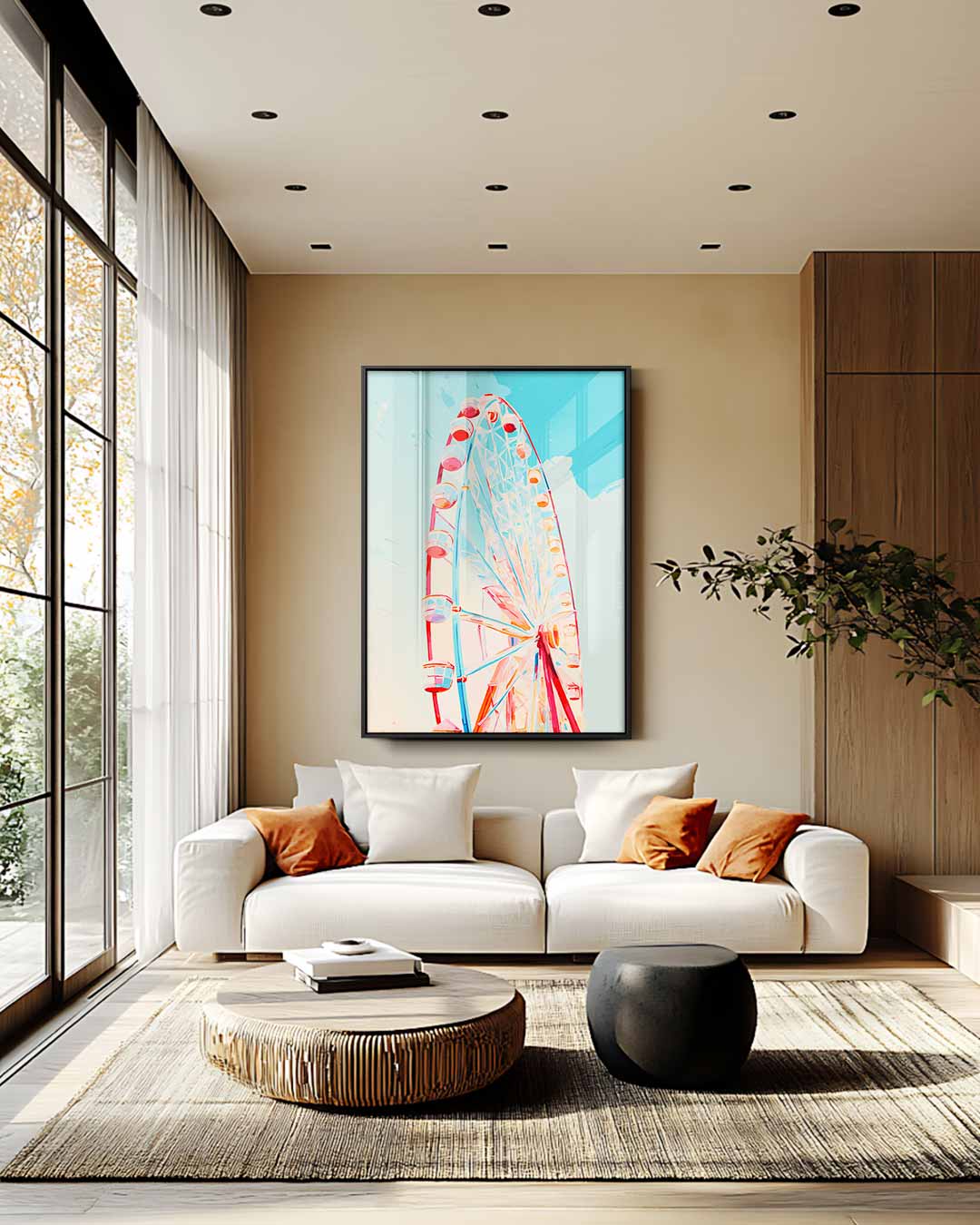 Kleurrijke Reuzenrad Droom Kunstwerk-canvas-dibond-plexiglas-wanddecoratie-WallArtistic