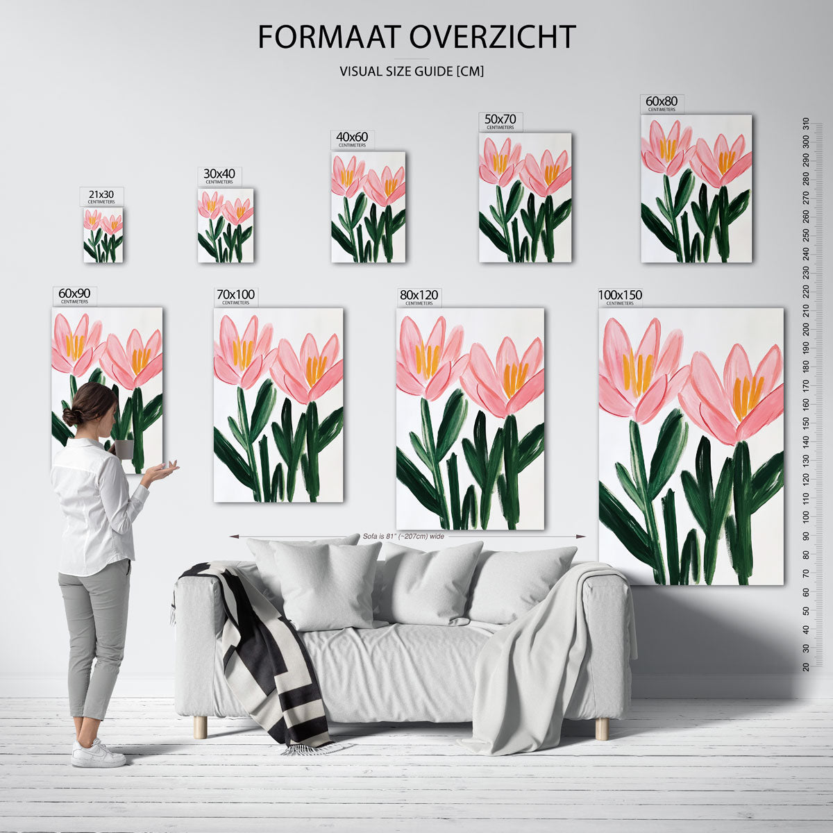 Bloemen in roze en groen Poster