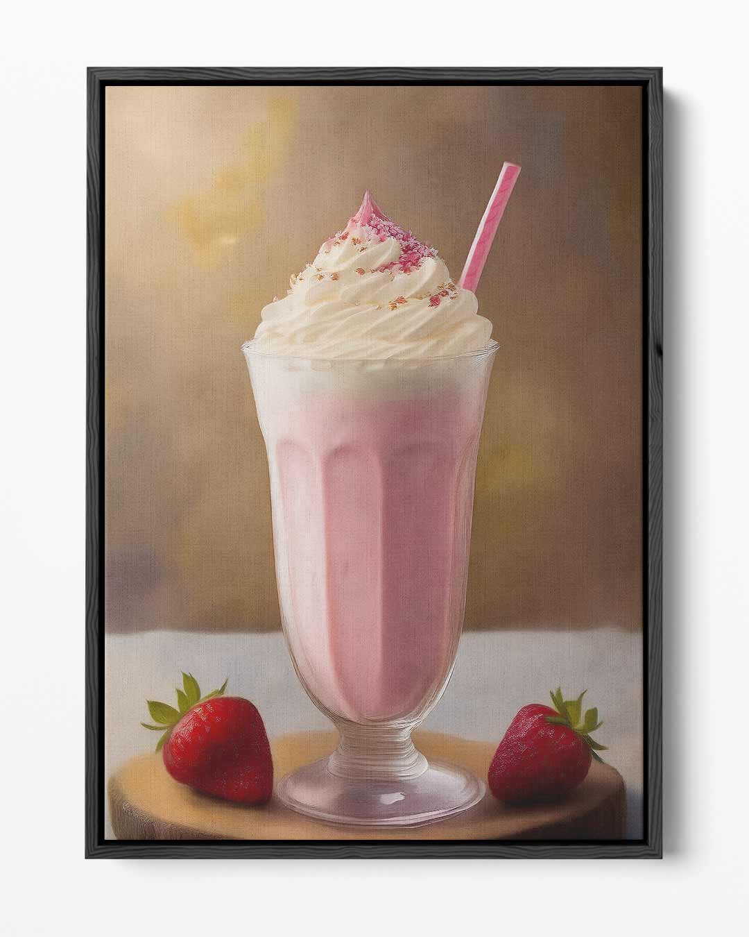 Romige Aardbeien Milkshake Schildering Kunstwerk-canvas-dibond-plexiglas-wanddecoratie-WallArtistic