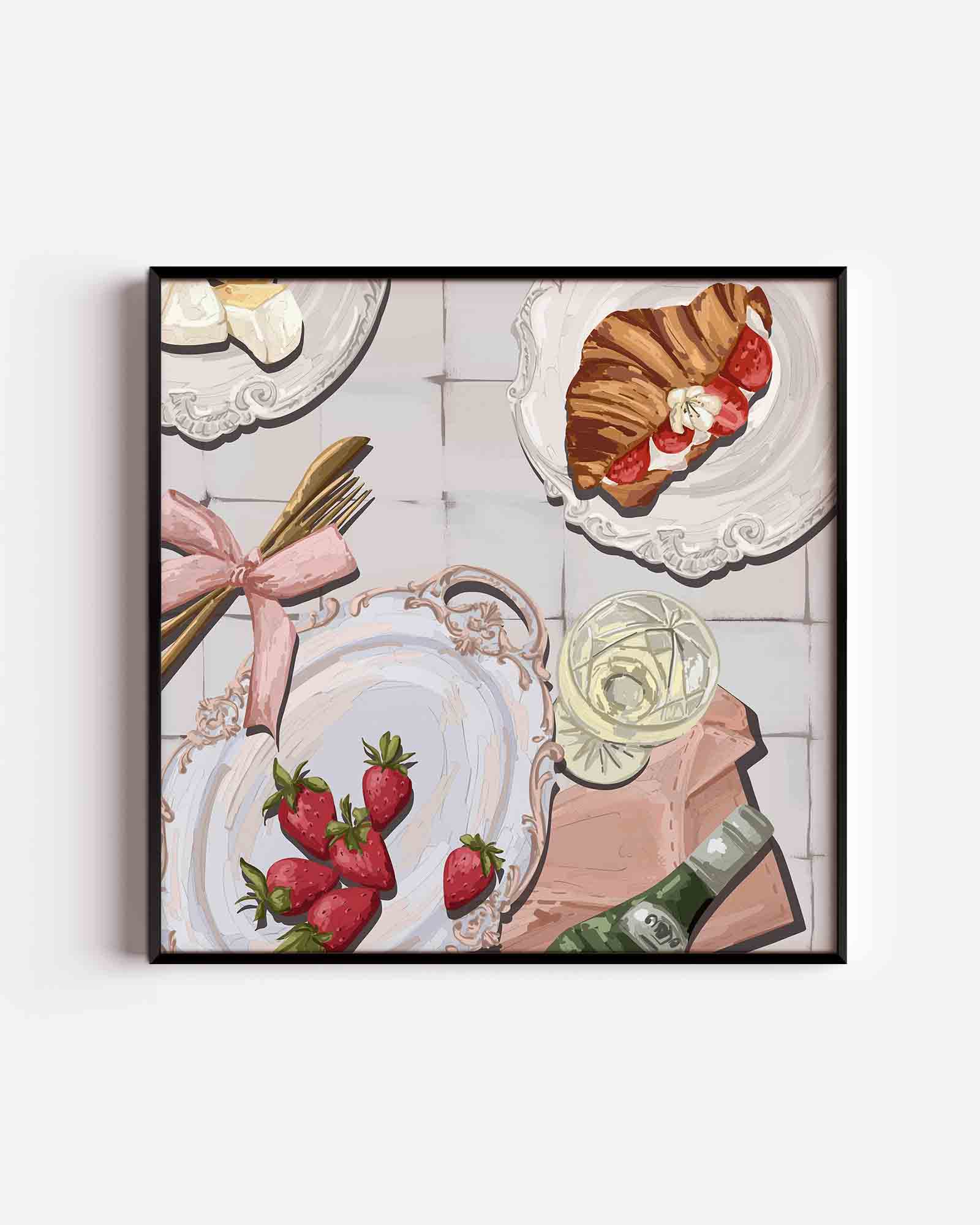 Ontbijt met aardbeien Poster