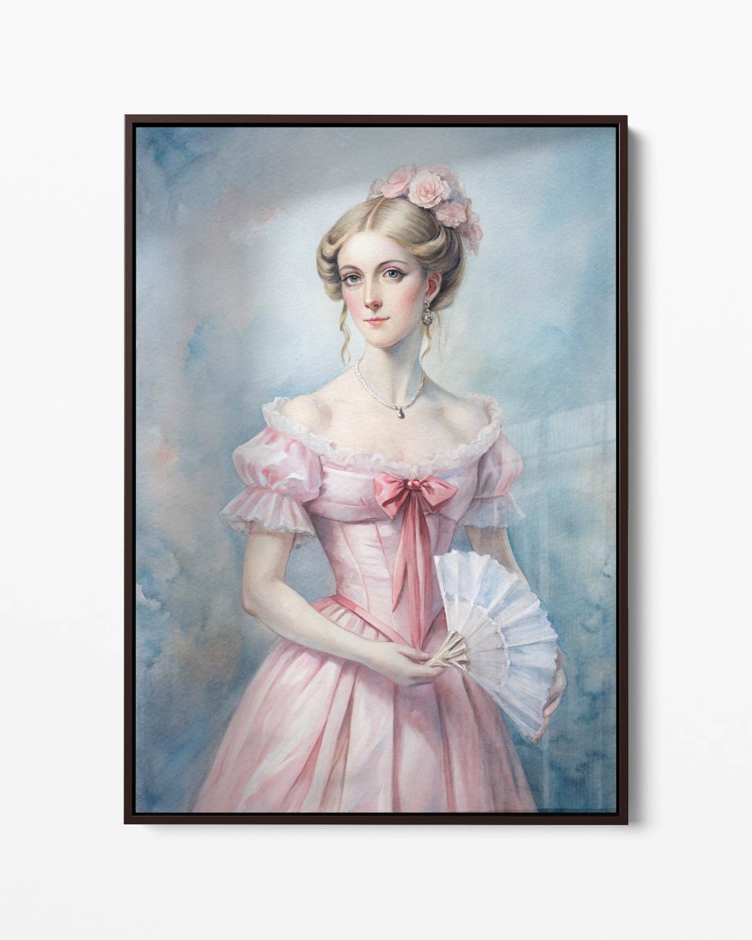 Dame in Roze Jurk Kunstwerk-canvas-dibond-plexiglas-wanddecoratie-WallArtistic