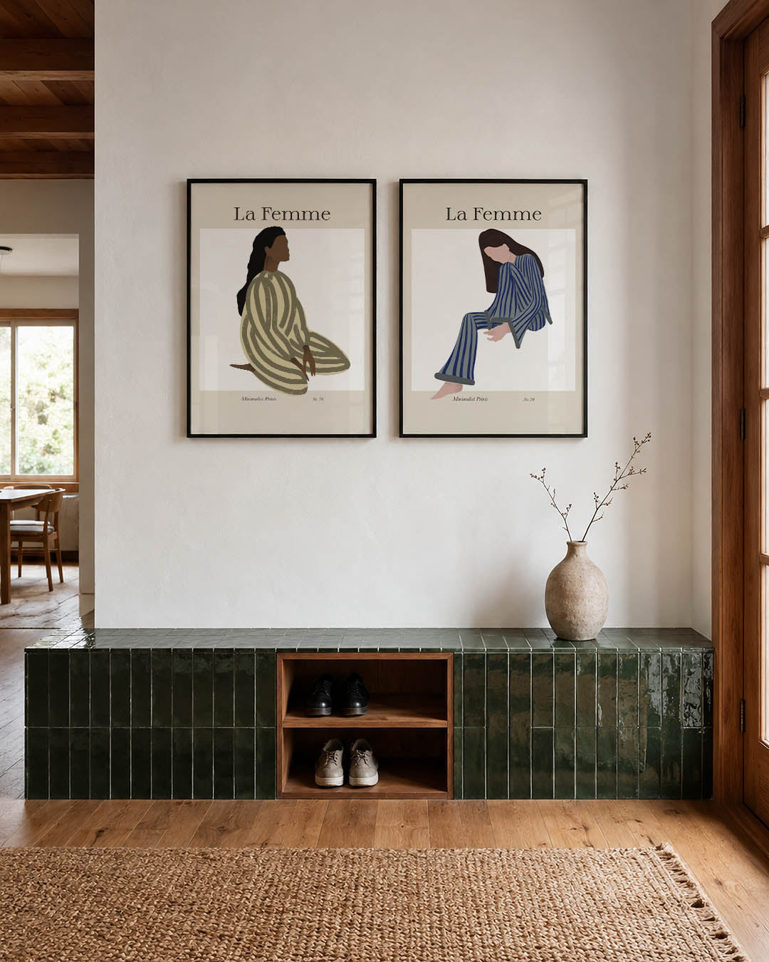 Gestreepte vrouwenzit Posterset