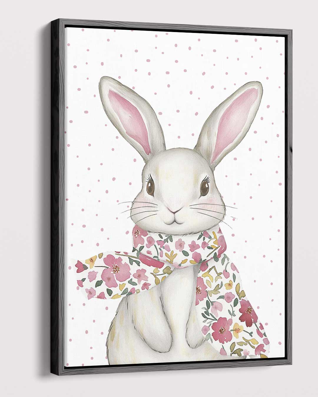 Schattige Bloemensjaal Konijn Kunstwerk-canvas-dibond-plexiglas-wanddecoratie-WallArtistic
