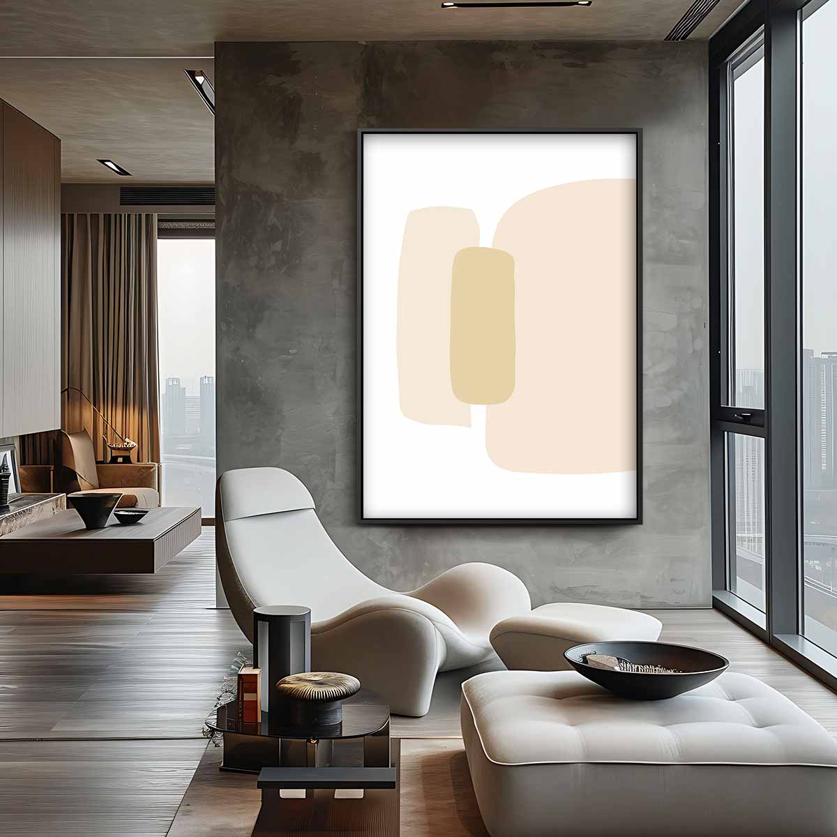 Zachte Aardetinten Abstract Kunstwerk-canvas-dibond-plexiglas-wanddecoratie-WallArtistic
