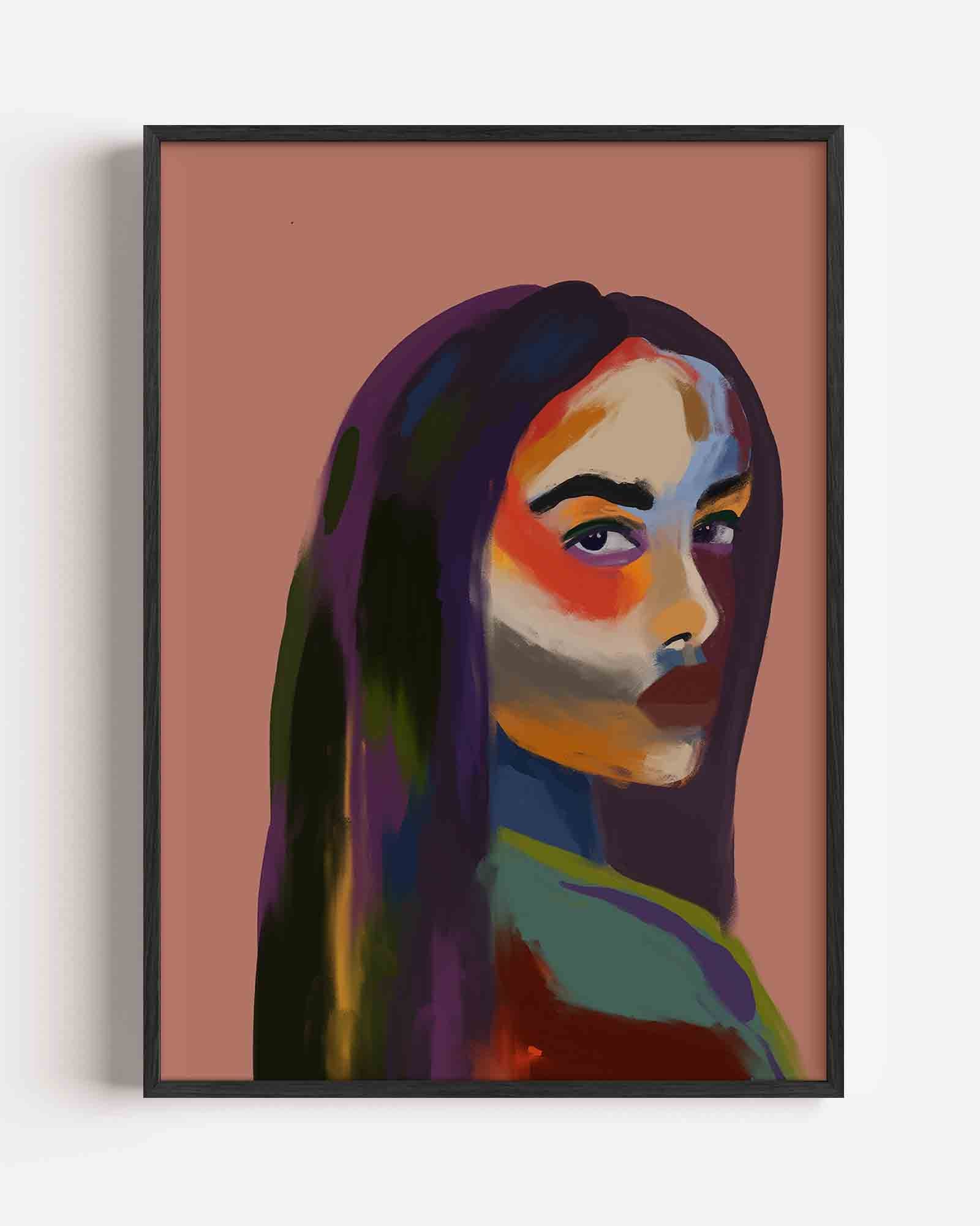 Portret met kleurrijke accenten Poster