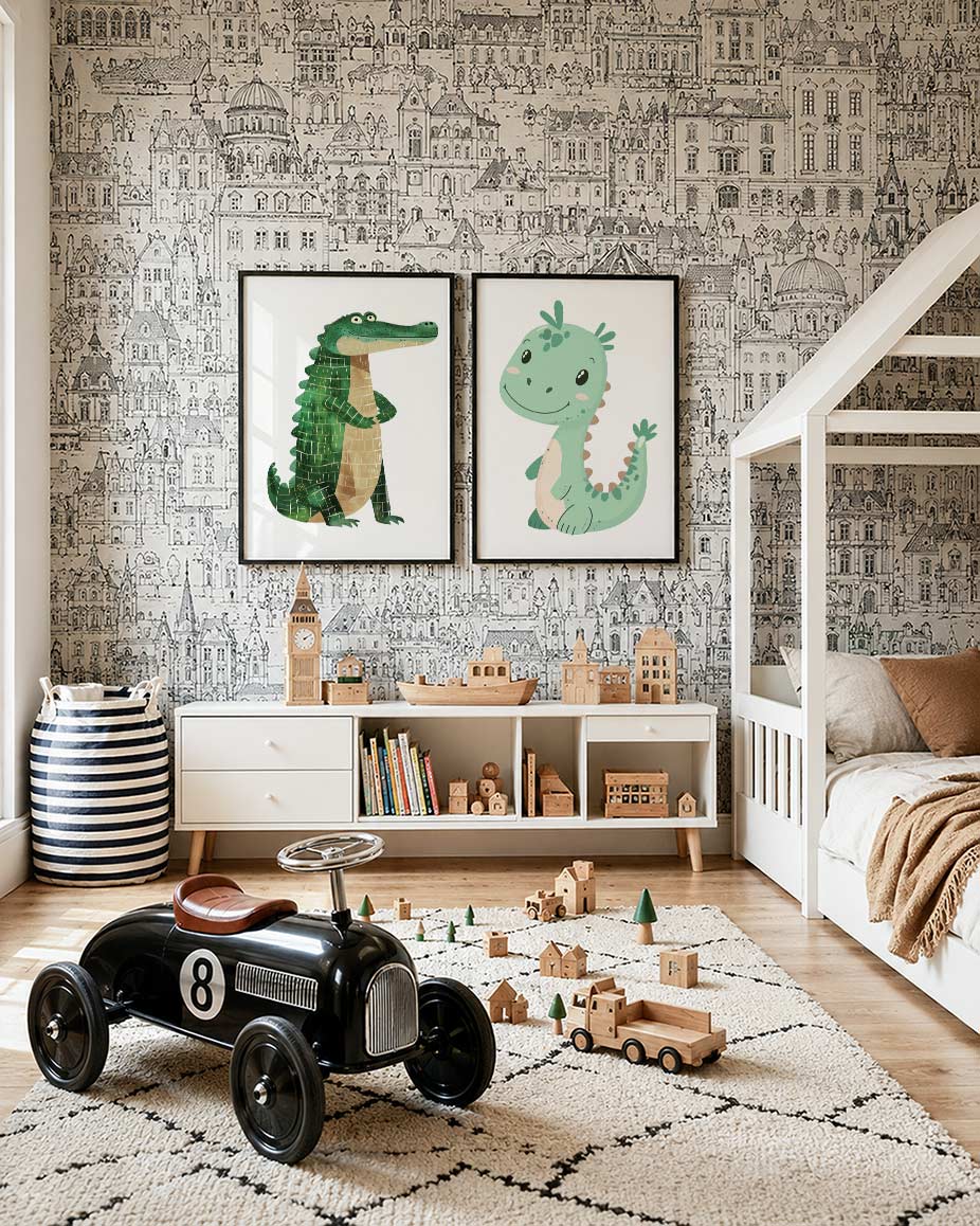 Groene krokodil Posterset