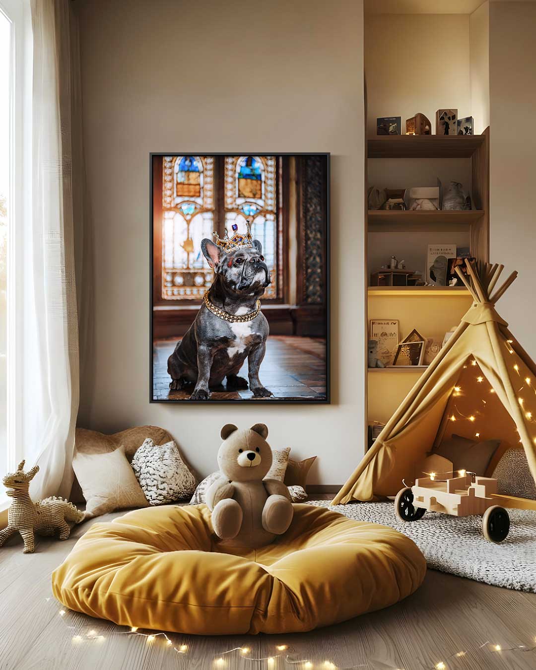 Koninklijke Bulldog Portret Kunstwerk-canvas-dibond-plexiglas-wanddecoratie-WallArtistic