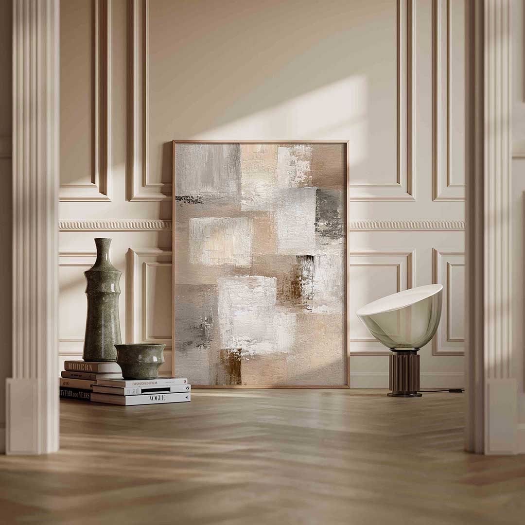 Abstracte beige en witte vlakken Poster