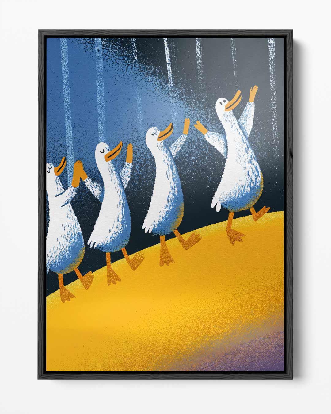 Vrolijke Eendenmars Kunstwerk-canvas-dibond-plexiglas-wanddecoratie-WallArtistic