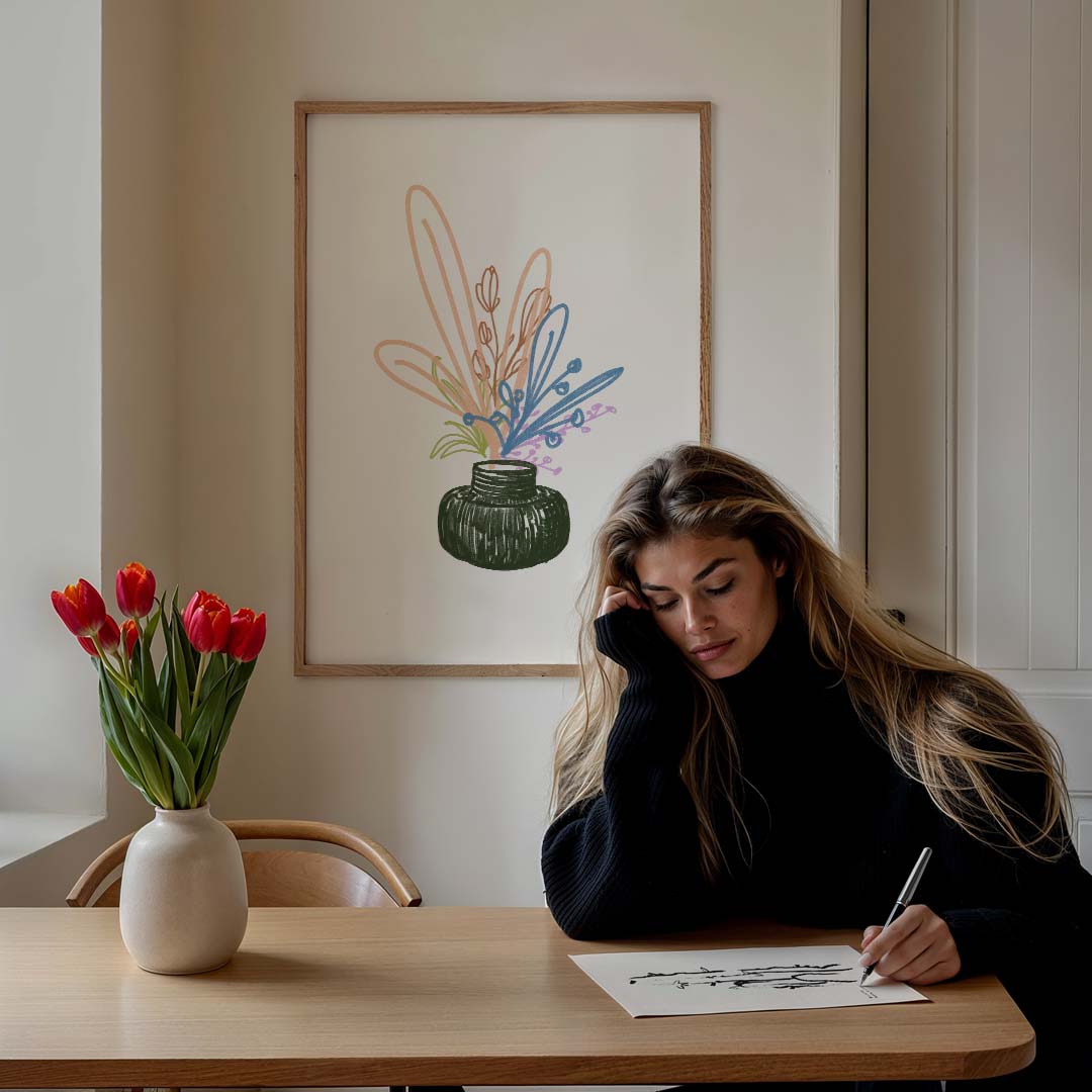 Bloemen in Vaas Kunstposter-WallArtistic