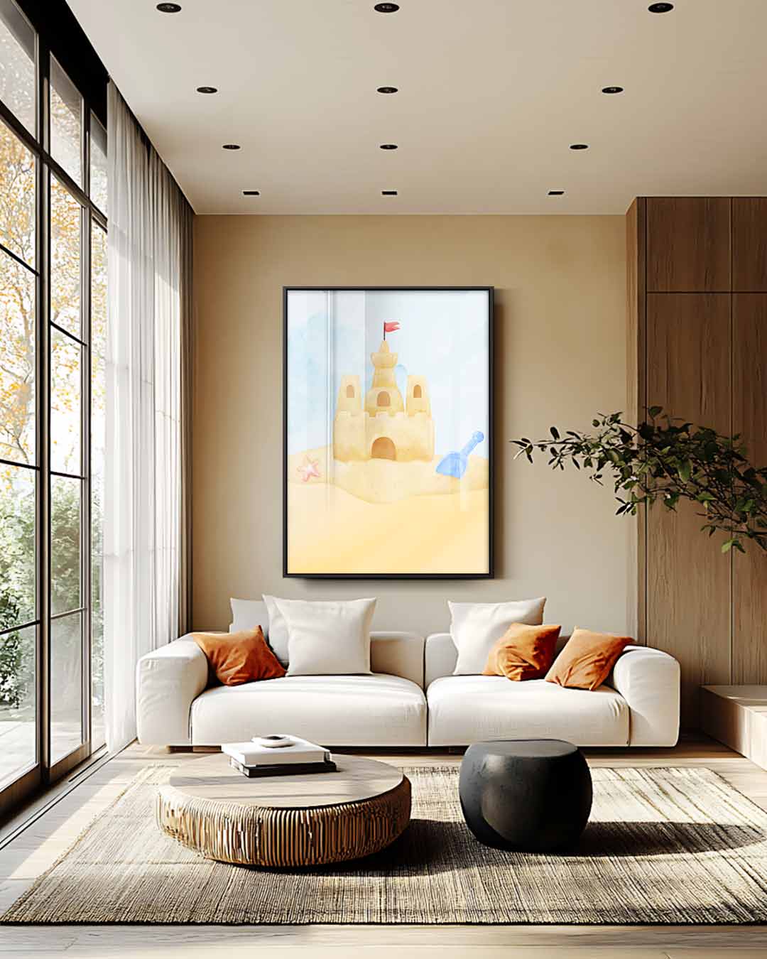 Zandkasteel Avontuur Kunstwerk-canvas-dibond-plexiglas-wanddecoratie-WallArtistic