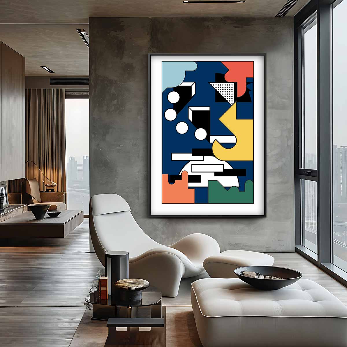 Moderne Geometrische Stijl Kunstwerk-canvas-dibond-plexiglas-wanddecoratie-WallArtistic