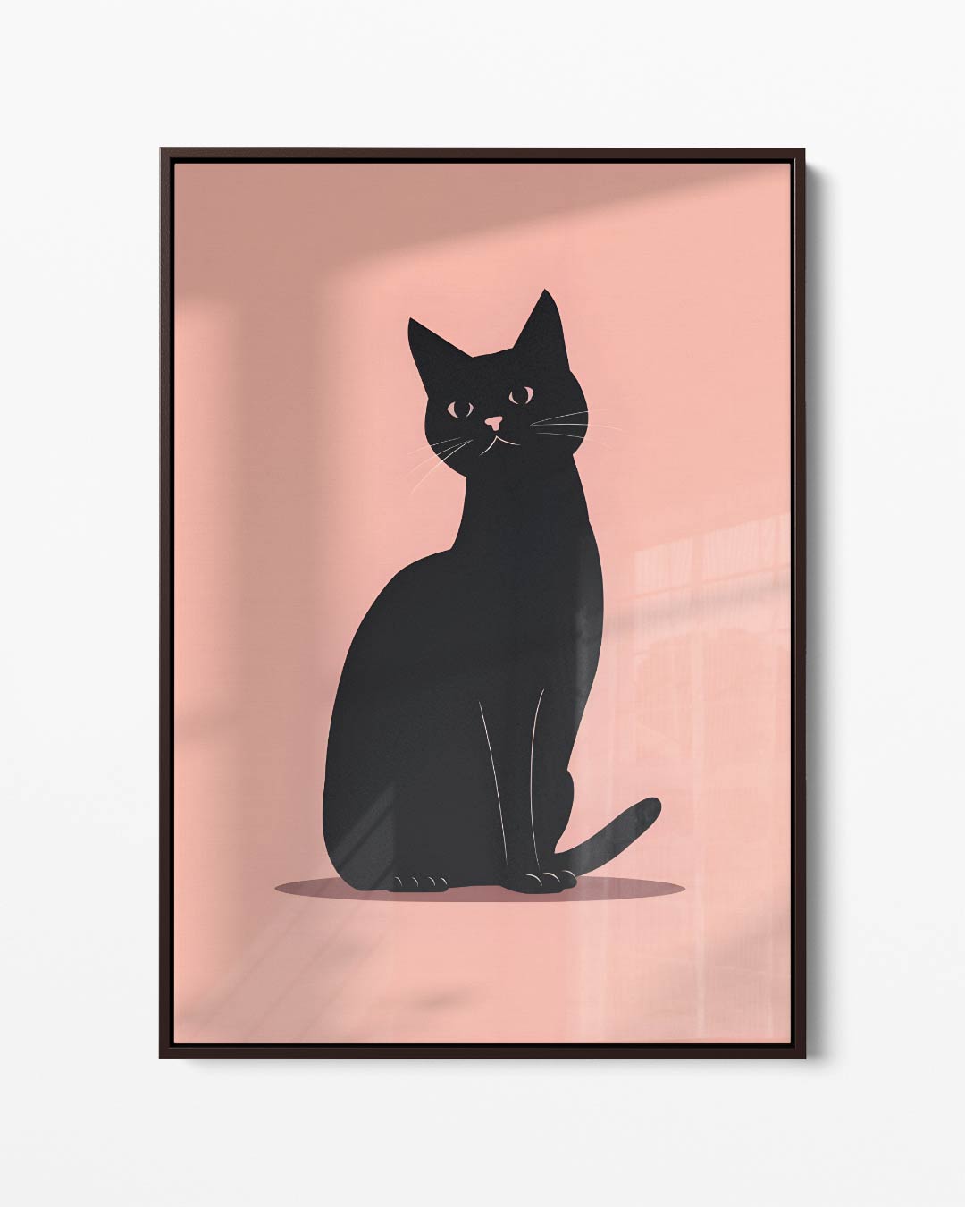 Stijlvolle Zwarte Kat Illustratie Kunstwerk-canvas-dibond-plexiglas-wanddecoratie-WallArtistic