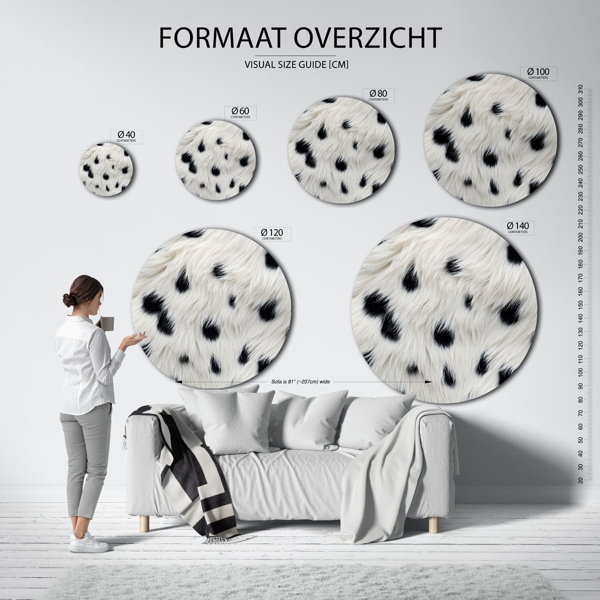 Zwart witte vacht Muurcirkel