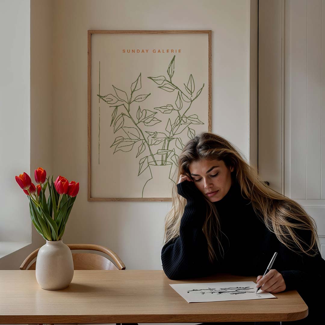 Botanische Kunstposter in Lijntekening Poster-WallArtistic