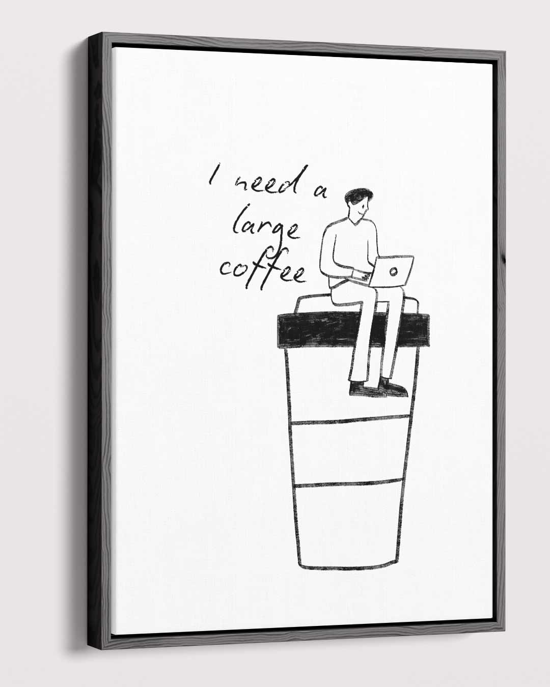 Laptopwerker op Koffiebeker Kunstwerk-canvas-dibond-plexiglas-wanddecoratie-WallArtistic