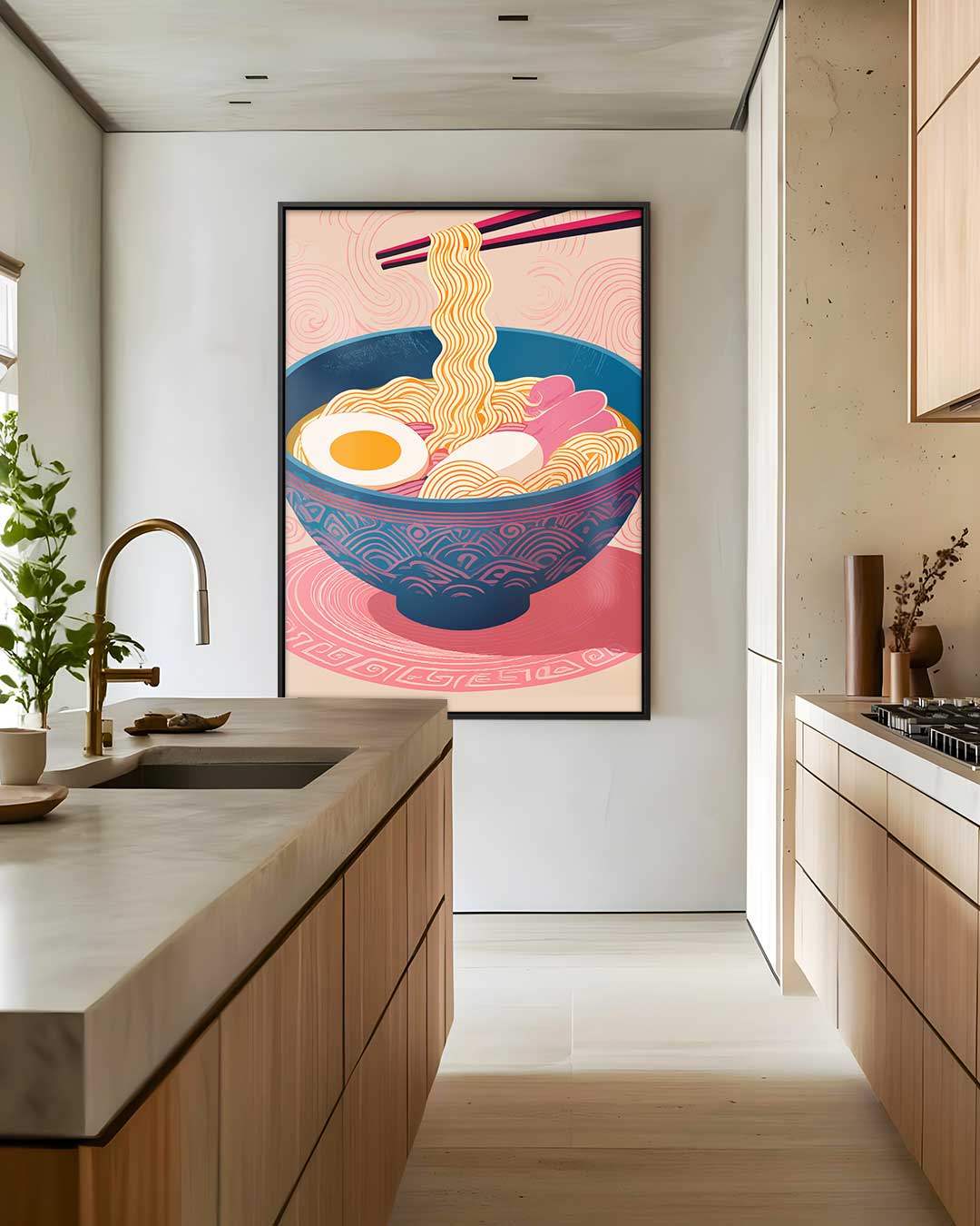 Vibrant Ramen Illustratie Kunstwerk-canvas-dibond-plexiglas-wanddecoratie-WallArtistic