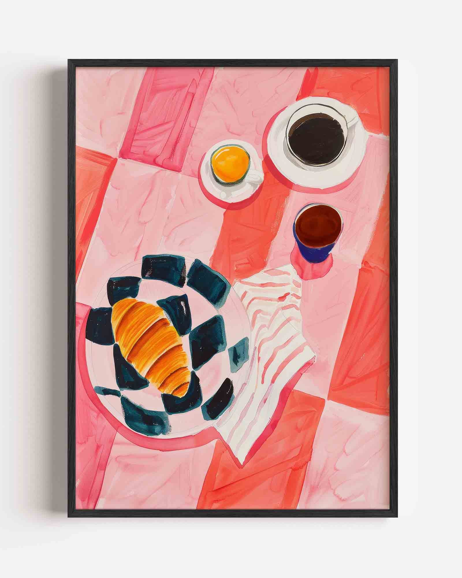 Ontbijt met croissant Poster