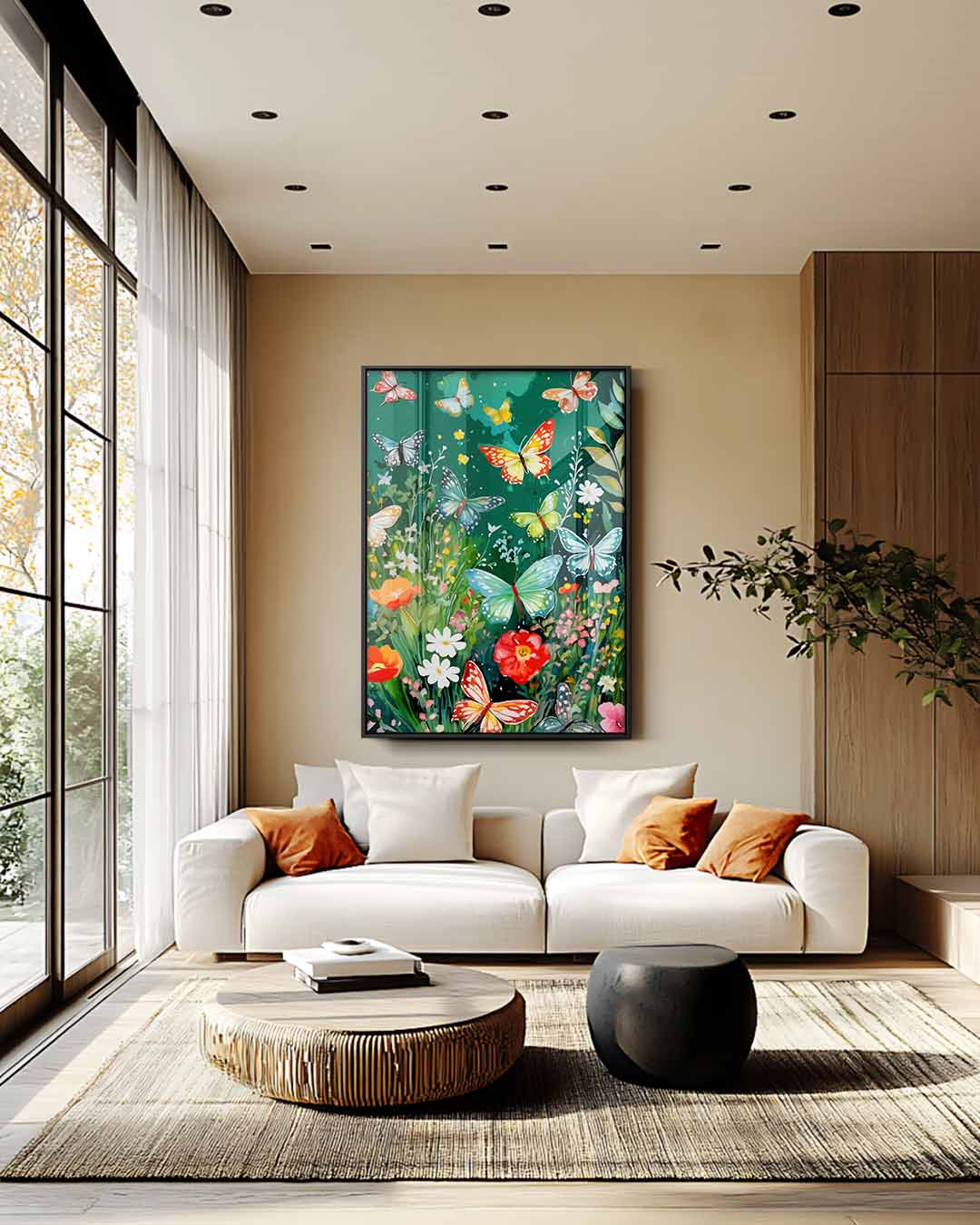 Betoverende Vlinders in Bloemenpracht Kunstwerk-canvas-dibond-plexiglas-wanddecoratie-WallArtistic