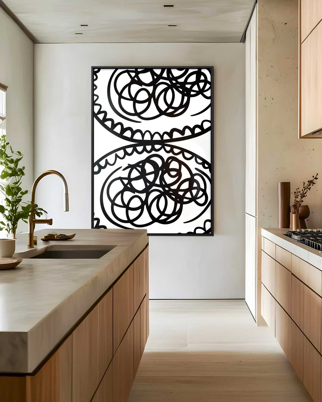 Zwart-wit Doolhof Schilderij Kunstwerk-canvas-dibond-plexiglas-wanddecoratie-WallArtistic