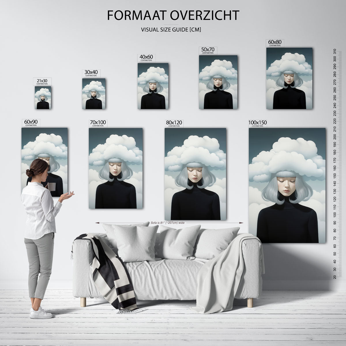 Vrouw met wolken Poster