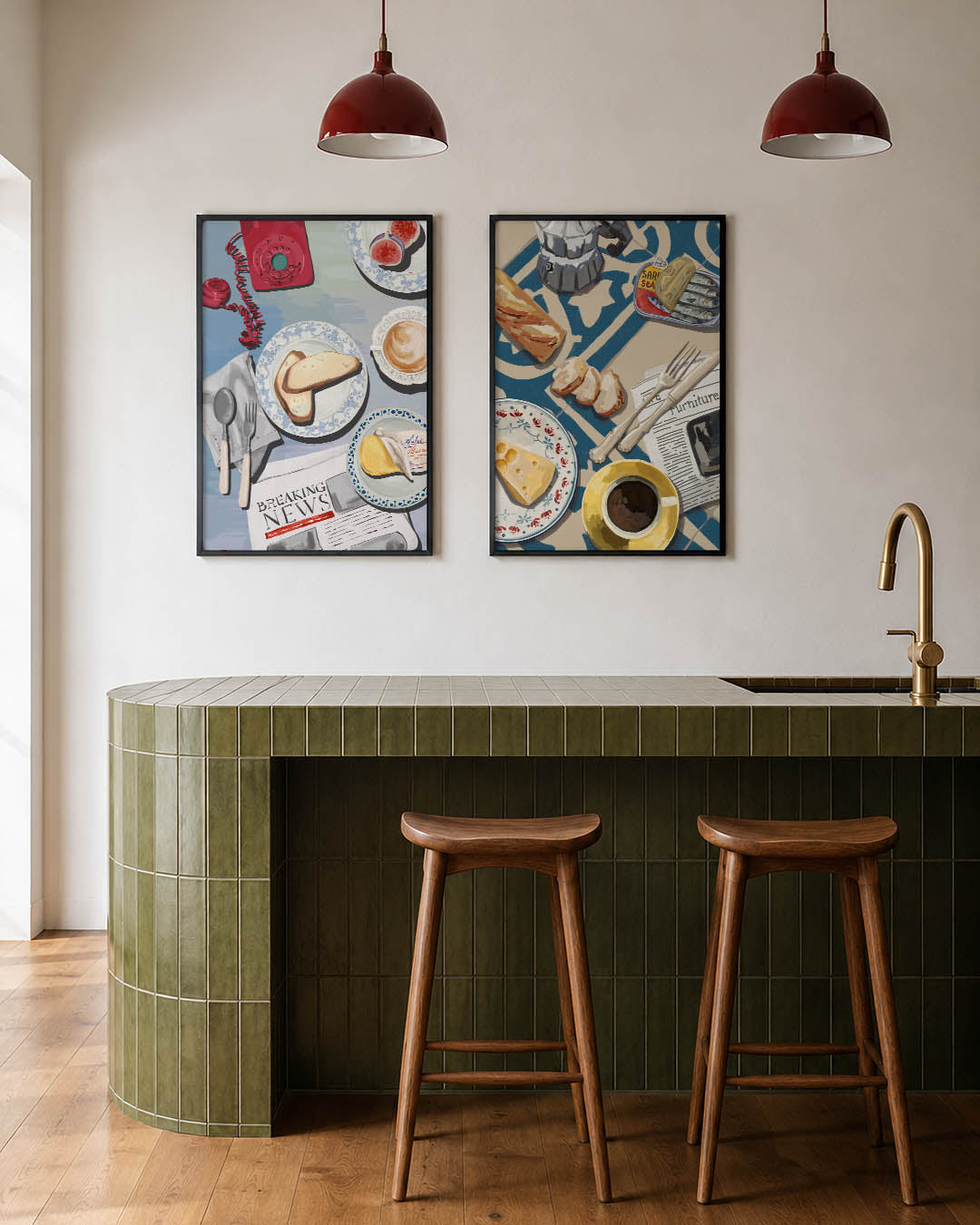 Ontbijt en nieuws Posterset