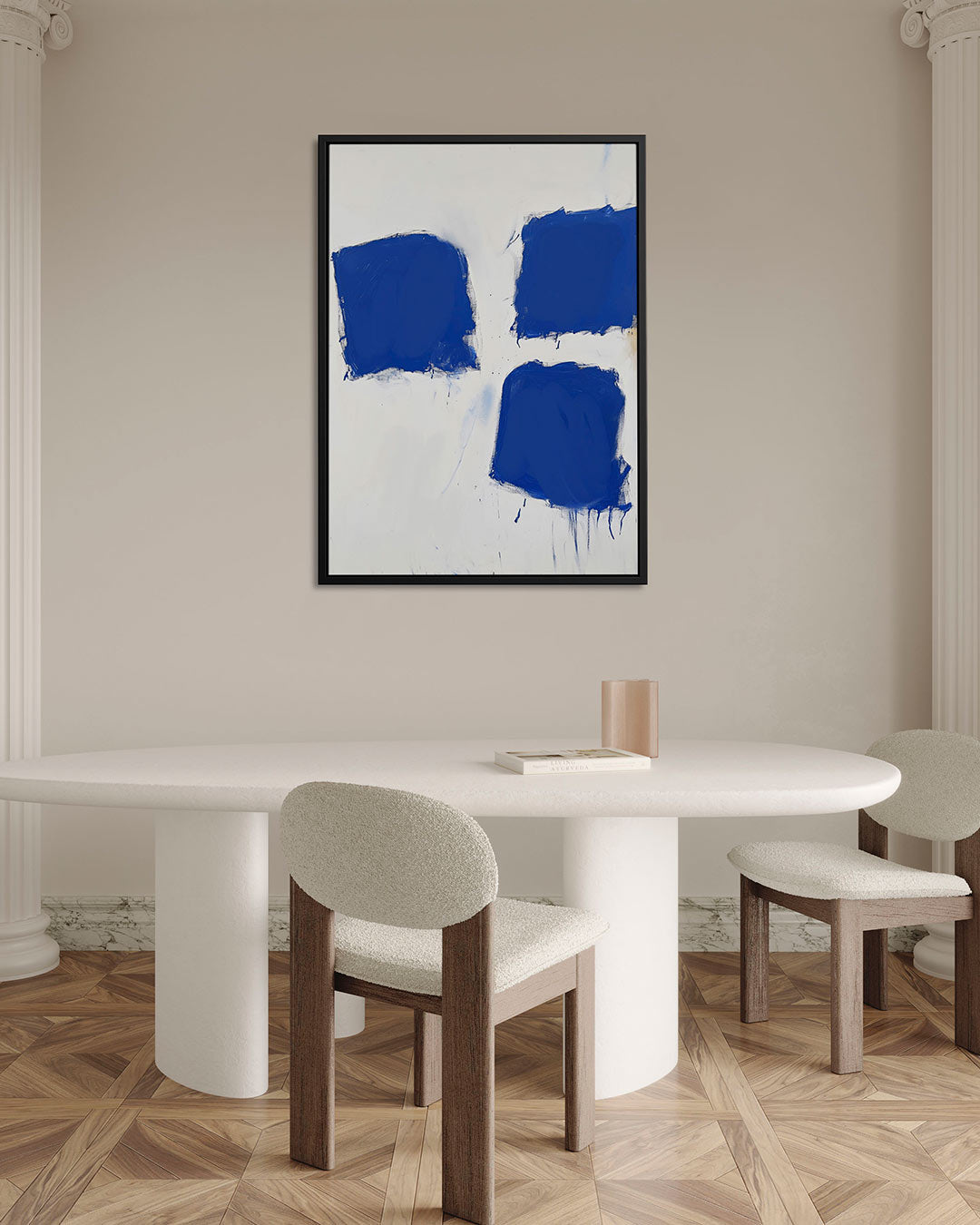 Dynamische blauwe vormen Kunstwerk