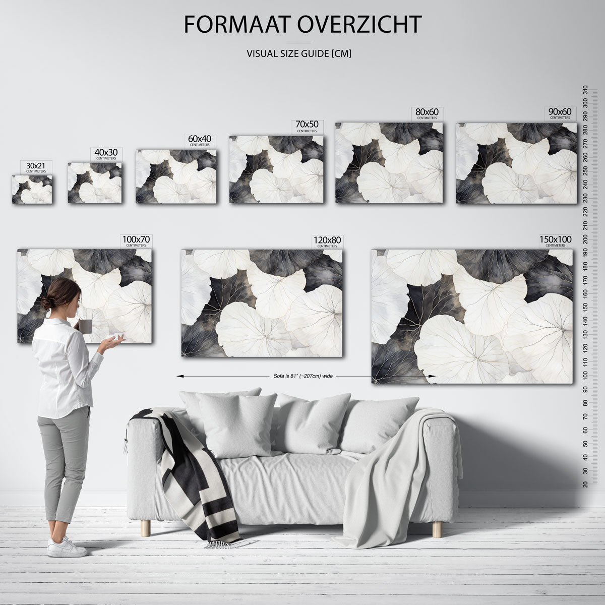 Bladeren in zwart wit Poster