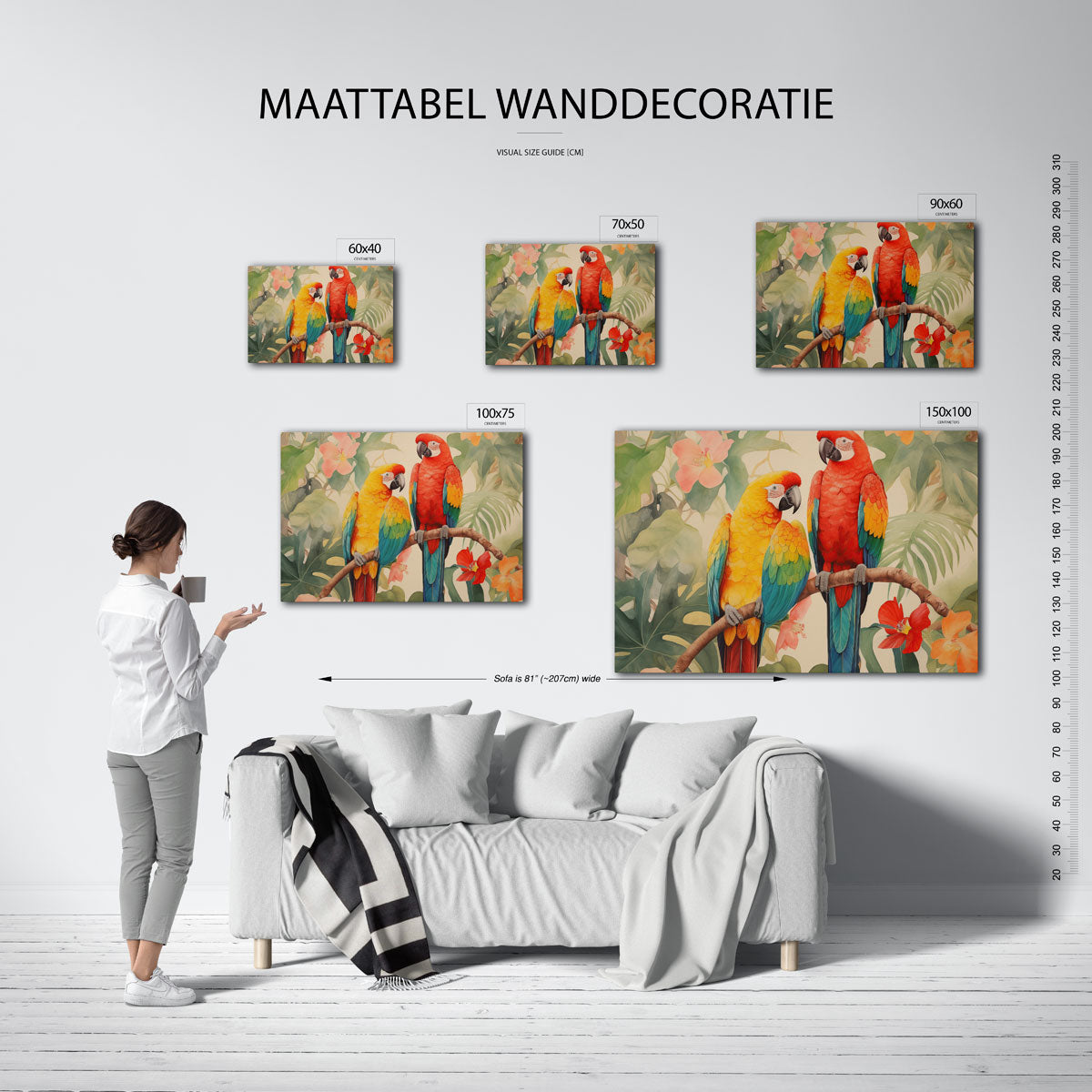 Tropische papegaaien Kunstwerk