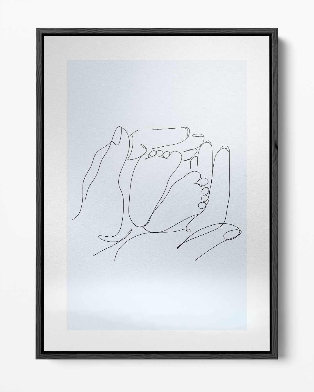 Minimalistische Schets van Handen en Voetjes Kunstwerk-canvas-dibond-plexiglas-wanddecoratie-WallArtistic