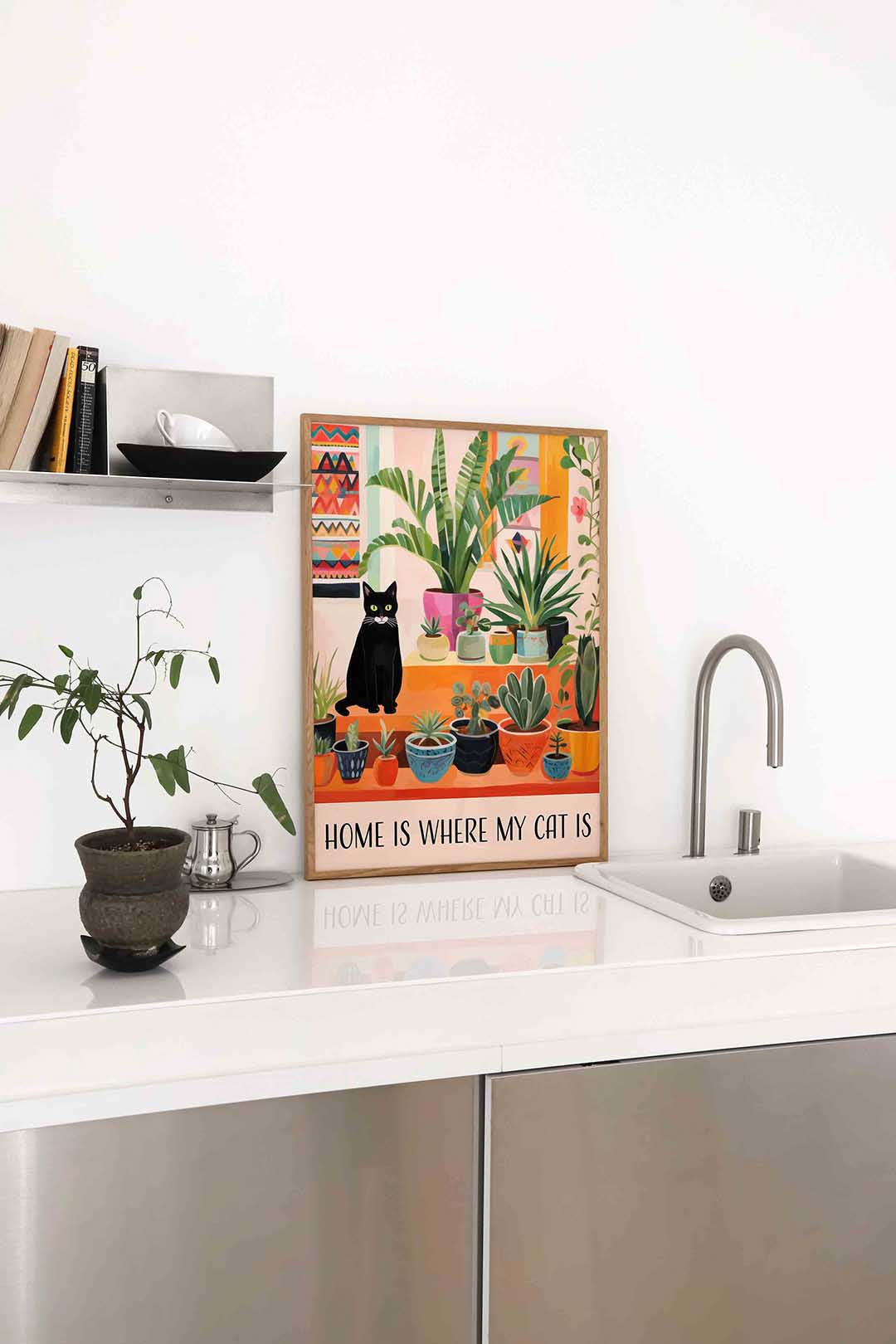 Kat en planten Poster