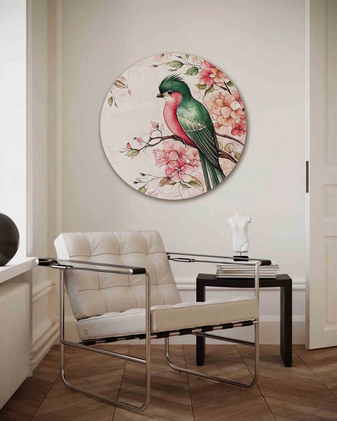 Vogel en bloemen Muurcirkel