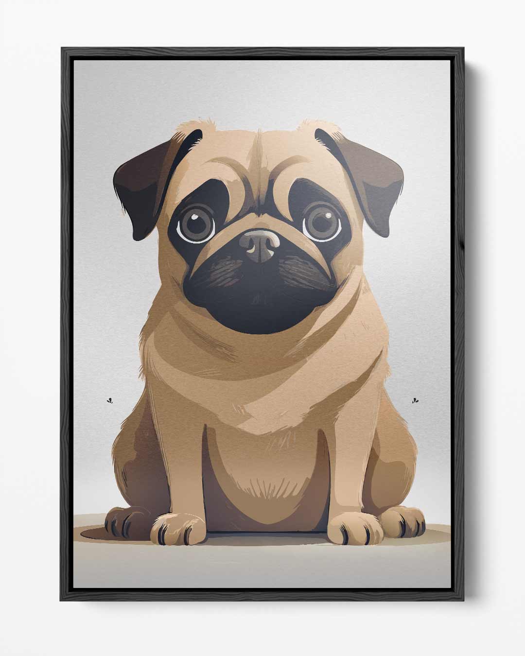 Schattige Mopshond Illustratie Kunstwerk-canvas-dibond-plexiglas-wanddecoratie-WallArtistic