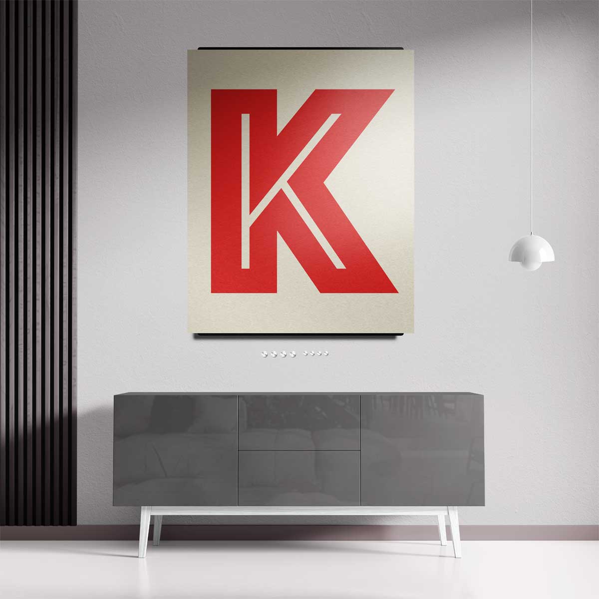 Abstract Rood K-monogram Kunstwerk-canvas-dibond-plexiglas-wanddecoratie-WallArtistic