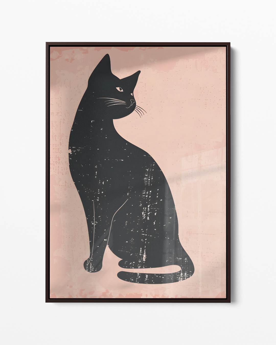 Elegante Zwarte Kat op Rustieke Achtergrond Kunstwerk-canvas-dibond-plexiglas-wanddecoratie-WallArtistic