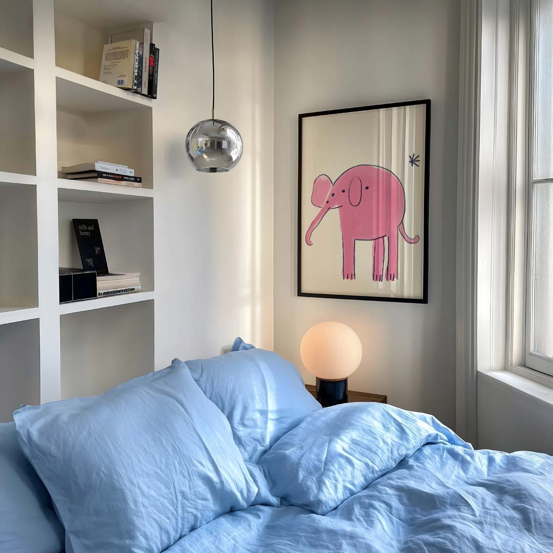 Speelse Roze Olifant Poster-WallArtistic
