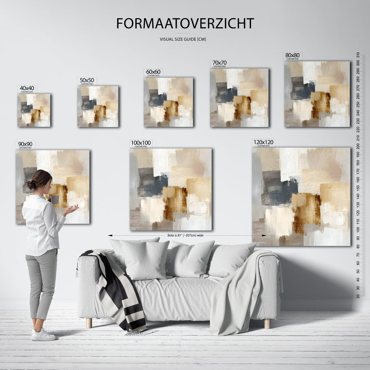Abstracte beige en grijze vlakken Poster