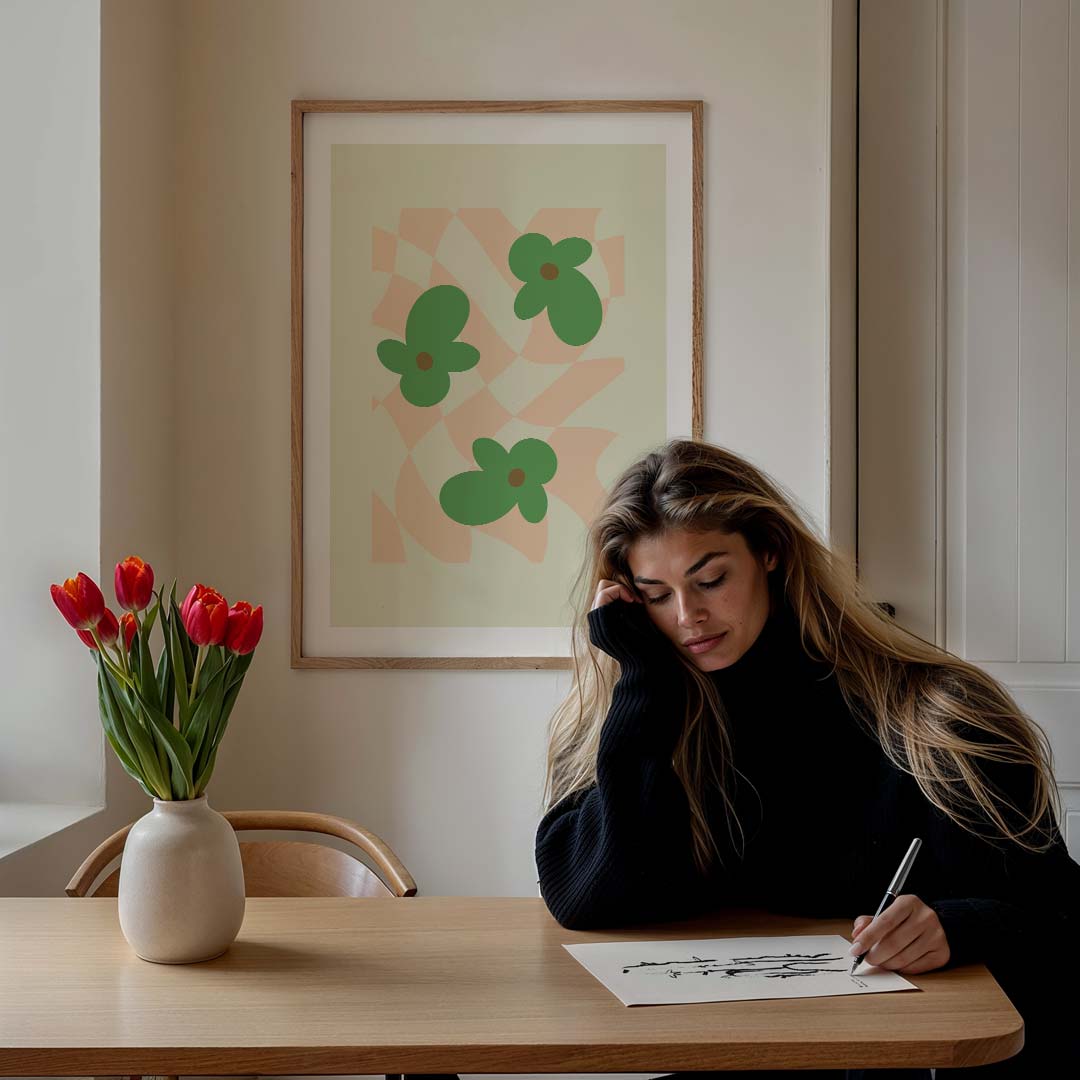 Bloemen in Golfjes Poster-WallArtistic