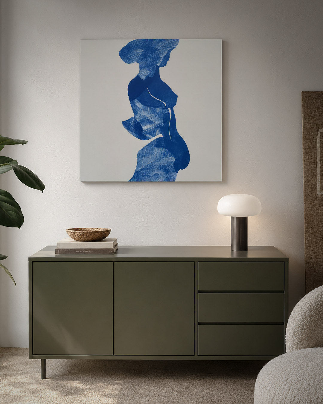 Blauwe silhouet Kunstwerk
