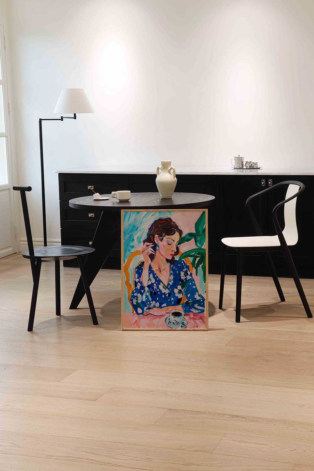 Vrouw met kopje Poster
