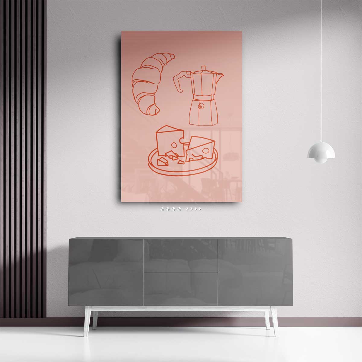 Ontbijt in Lijntekeningen Kunstwerk-canvas-dibond-plexiglas-wanddecoratie-WallArtistic