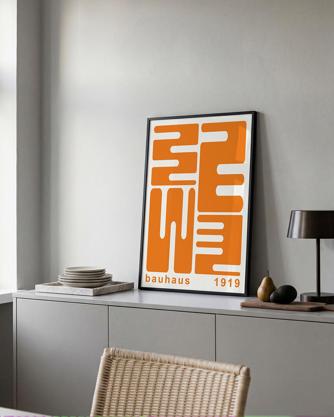 Oranje lijnenspel Poster