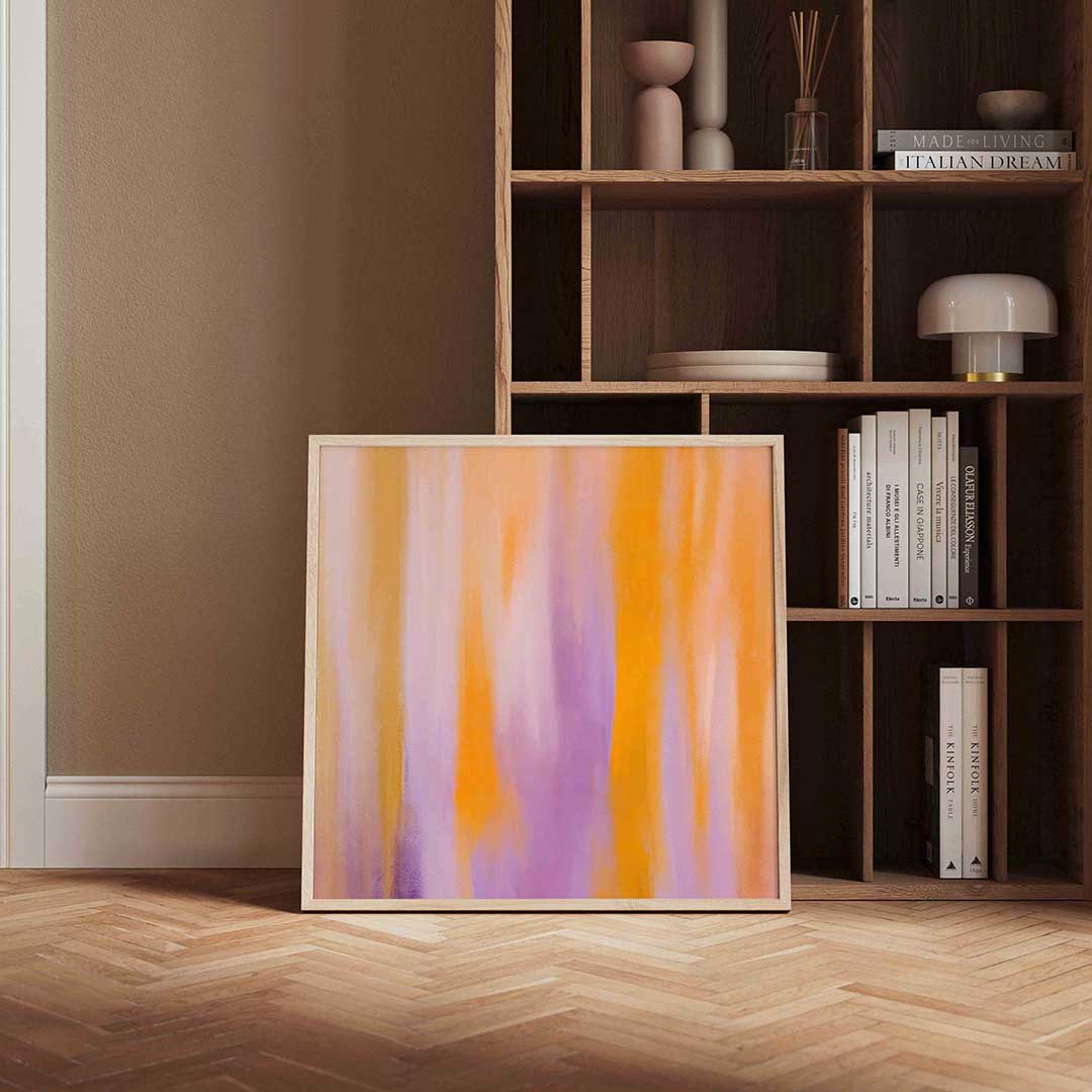 Abstracte oranje en paarse Poster