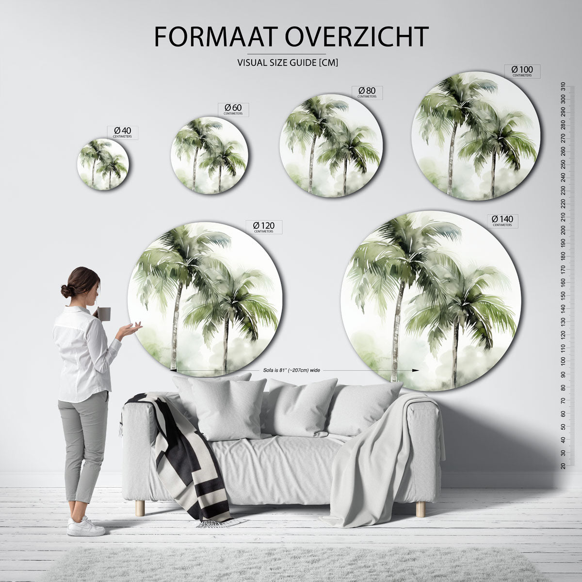Tropische palmbomen Muurcirkel